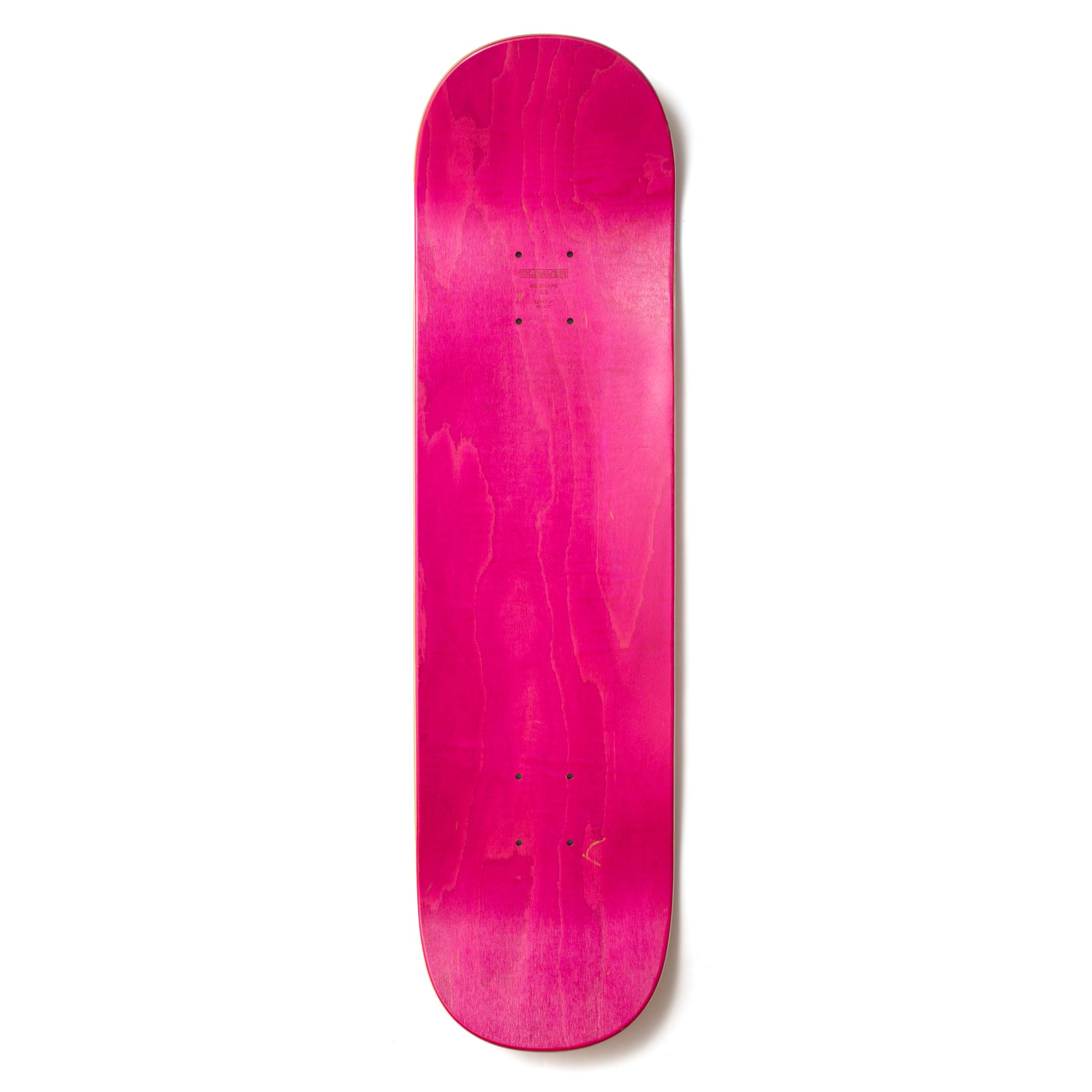 Cleaver Pink skateboard deck on a white background